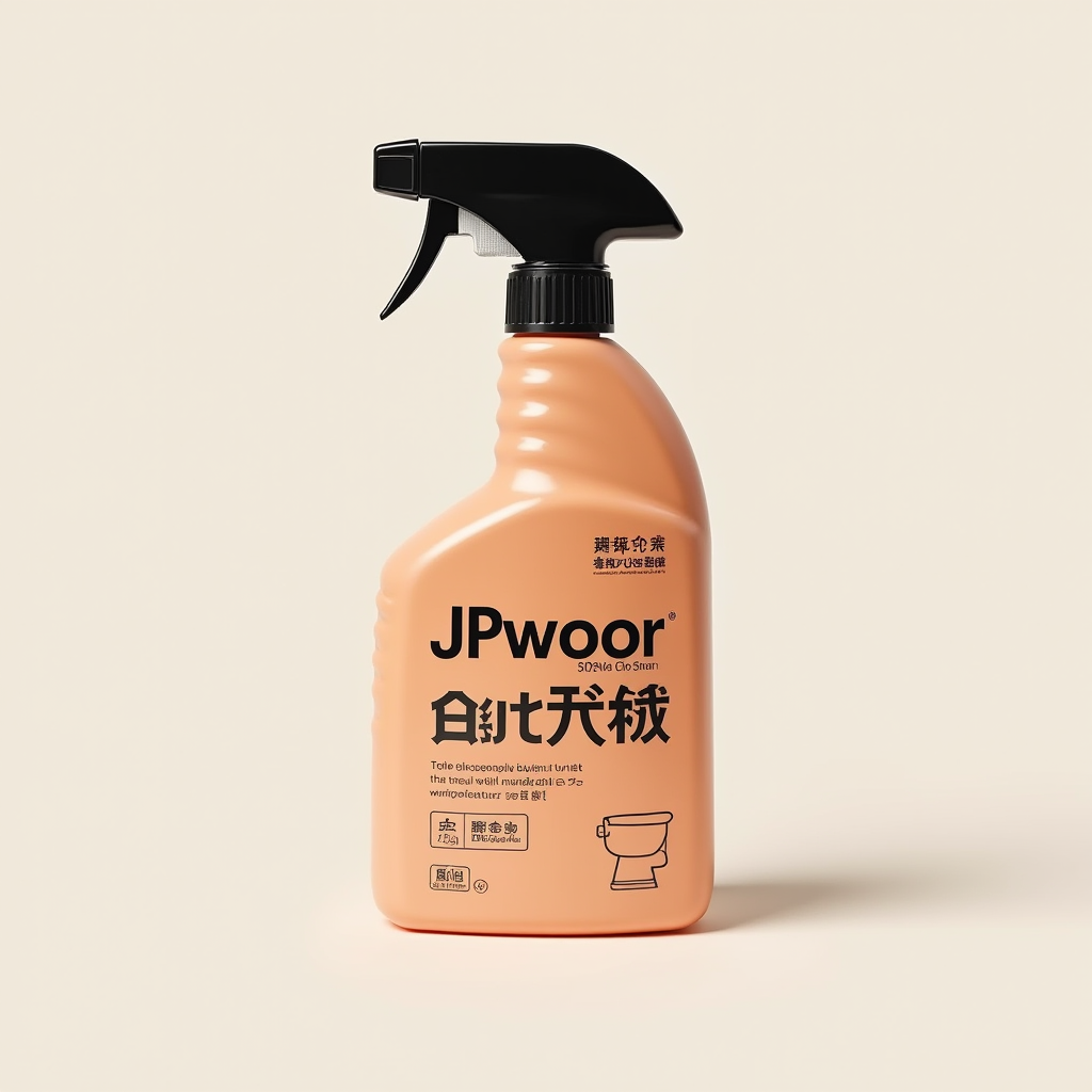 JPwuor Cleaner - 塩系トイレクリーナー ロゴ - 日本のトイレ用塩洗剤ブランド、オレンジと黒のモダンな工業デザイン