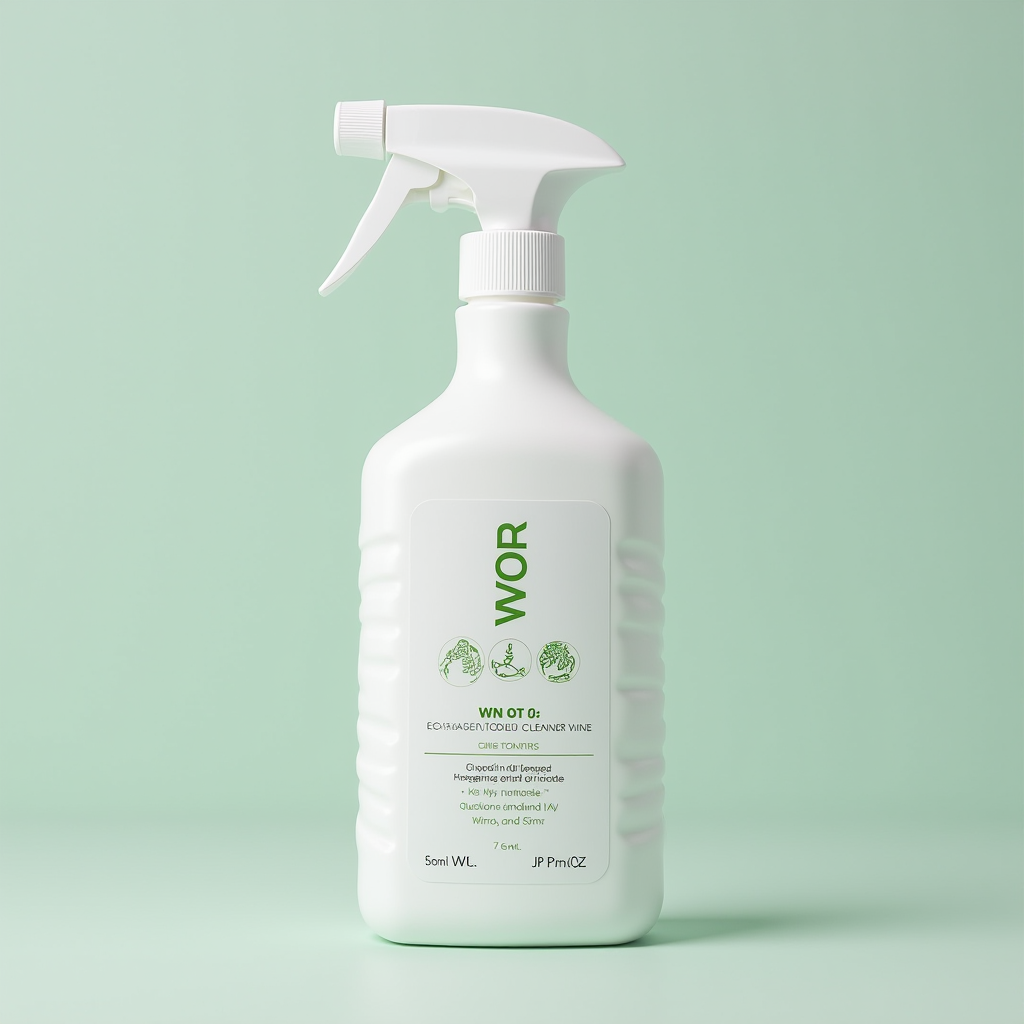 JPwuor塩系クリーナー製品 - エコフレンドリーな塩ベースのトイレクリーナーボトルのクローズアップ、自然成分が見える